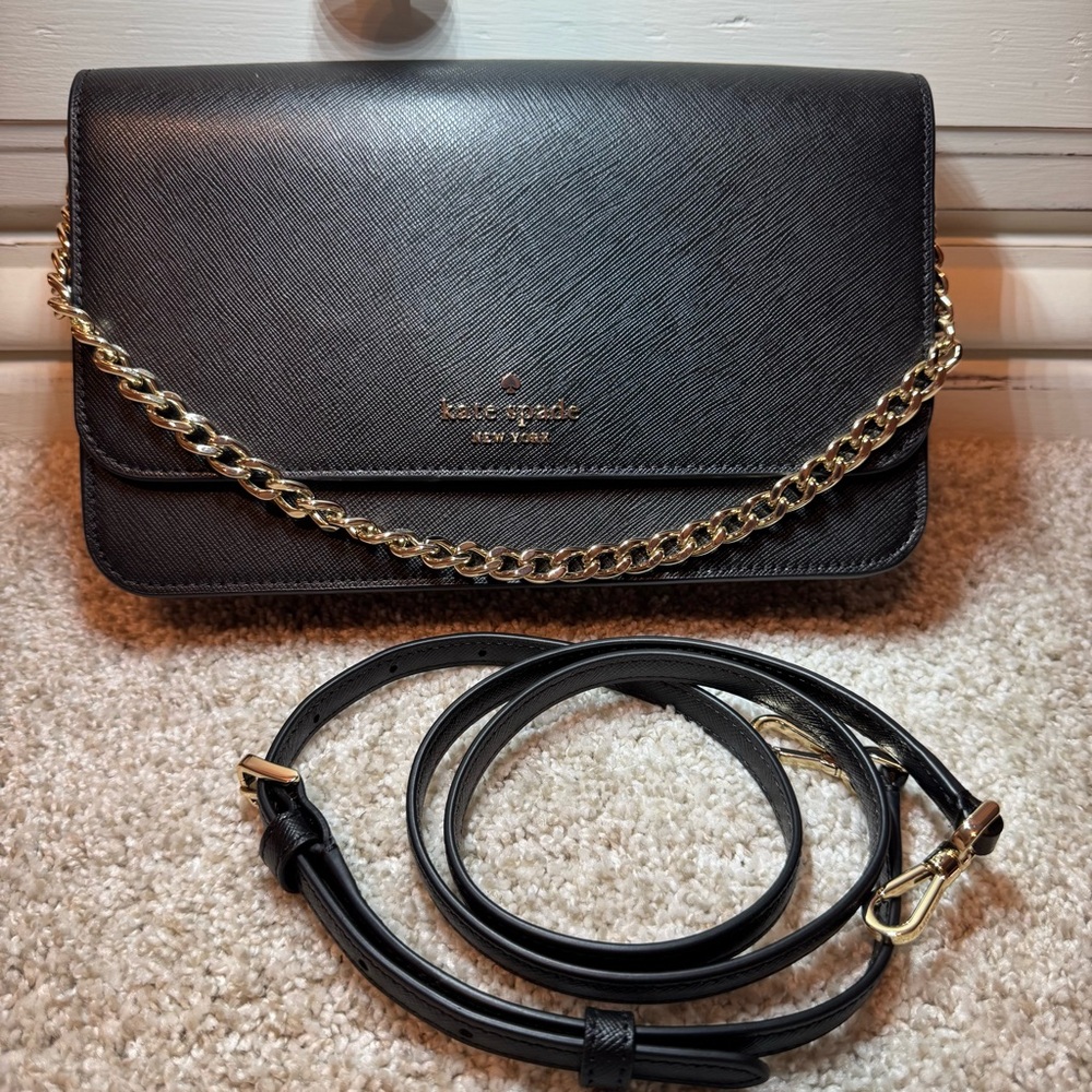 Kate Spade Madison Flap Crossbody Black Saffiano Leather Bag KC430